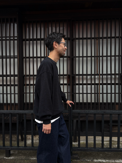【CREPUSCULE|クレプスキュール】COTTON WOOL MOSS STITCH P/O/コットンウールモスステッチプルオーバー(BLACK , GRAY , CHARCOAL)
