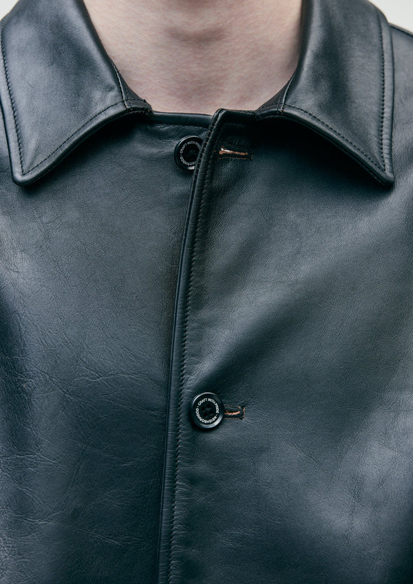 【NEIGHBORHOOD|ネイバーフッド】LEATHER CAR COAT/レザーカーコート(BLACK)