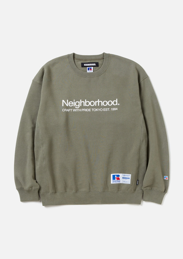 NH X RUSSELL ATHLETIC . SWEAT SHIRT LS(OLIVE DRAB)