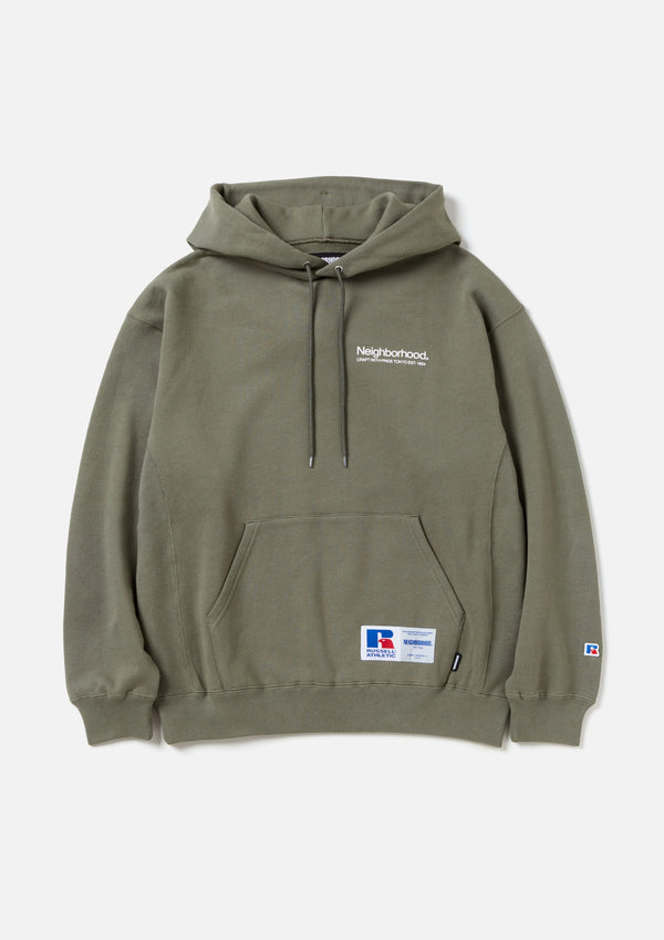 NH X RUSSELL ATHLETIC . SWEAT HOODIE LS (OLIVE DRAB)