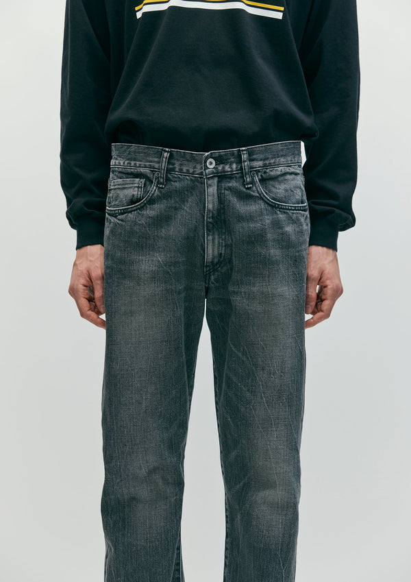 【NEIGHBORHOOD|ネイバーフッド】BLACK DENIM WASHED SLIM STRAIGHT PANTS/ブラックデニムウォッシュドスリムストレートパンツ(BLACK)