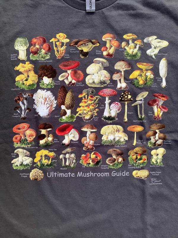 S/S PRINT TEE "ALTIMATE MUSHROOM GUIDE"/S/S プリントティー"アルティメットマッシュルームガイド(CHARCOAL)