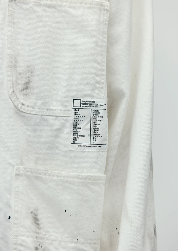 【NEIGHBORHOOD|ネイバーフッド】BW . WASHED COVERALL JACKET/BW .ウォシュドカバーオールジャケット(WHITE,BLACK)