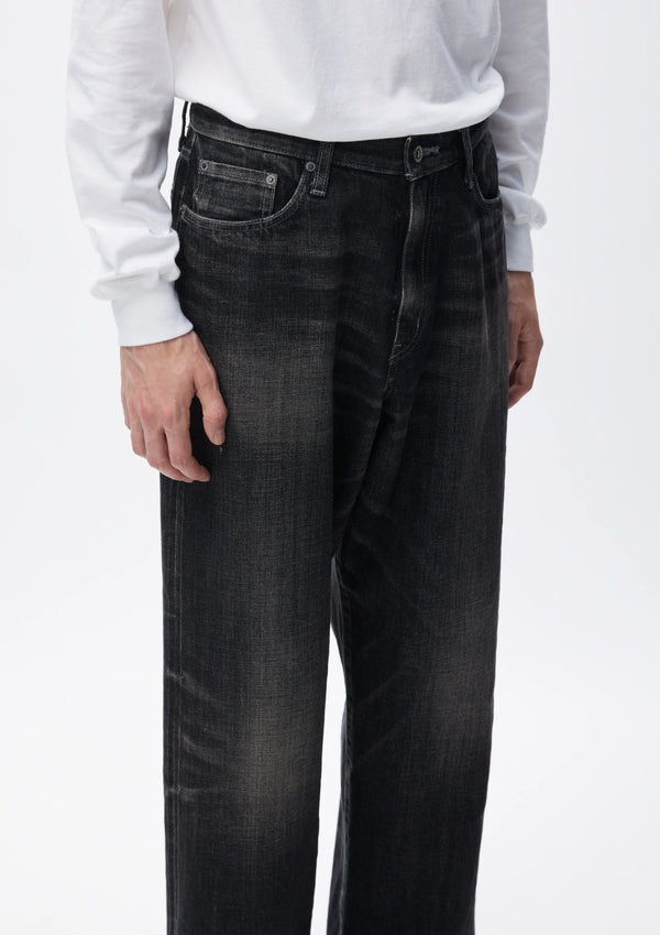 WASHED DENIM DP WIDE PANTS/ウォッシュド デニム DP ワイド パンツ(BLACK)