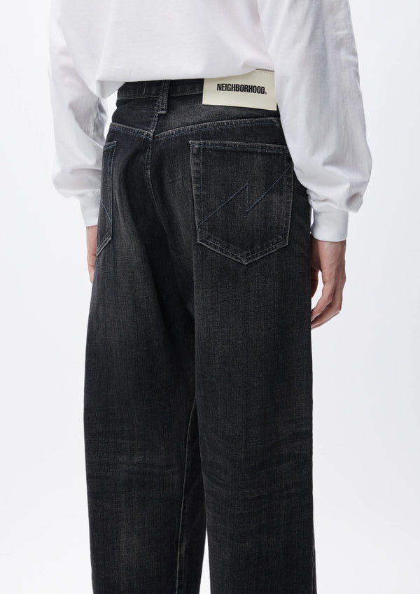 WASHED DENIM DP WIDE PANTS/ウォッシュド デニム DP ワイド パンツ(BLACK)