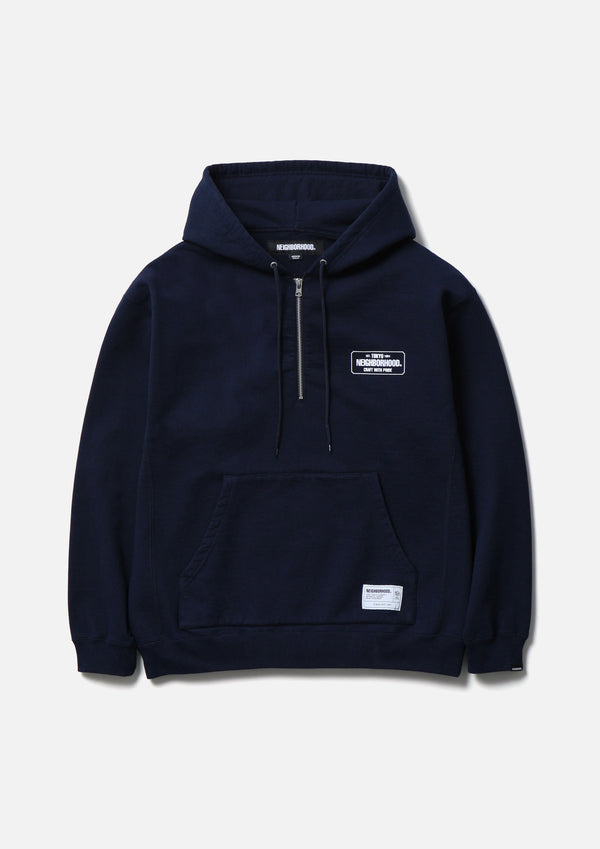 【NEIGHBORHOOD|ネイバーフッド】CLASSIC SWEAT HALF ZIP HOODIE LS/クラッシック スウェット ハーフジップフーディー LS(BLACK,BROWN,GRAY)