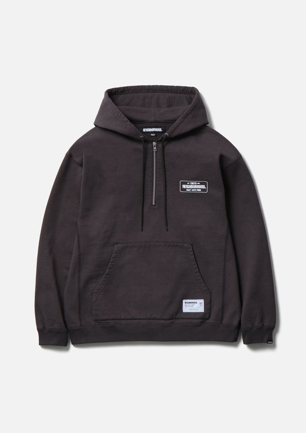 【NEIGHBORHOOD|ネイバーフッド】CLASSIC SWEAT HALF ZIP HOODIE LS/クラッシック スウェット ハーフジップフーディー LS(BLACK,BROWN,GRAY)