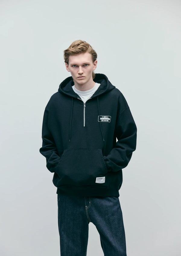 【NEIGHBORHOOD|ネイバーフッド】CLASSIC SWEAT HALF ZIP HOODIE LS/クラッシック スウェット ハーフジップフーディー LS(BLACK,BROWN,GRAY)