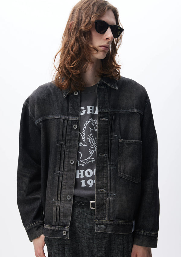 WASHED DENIM TYPE-1 JACKET|ウォッシュドデニム TYPE-1 ジャケット(BLACK)