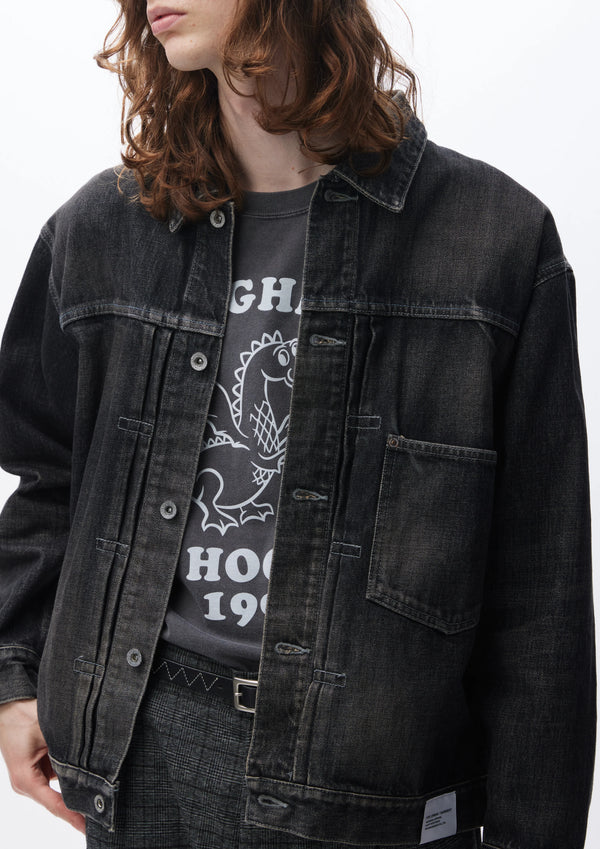 WASHED DENIM TYPE-1 JACKET|ウォッシュドデニム TYPE-1 ジャケット(BLACK)