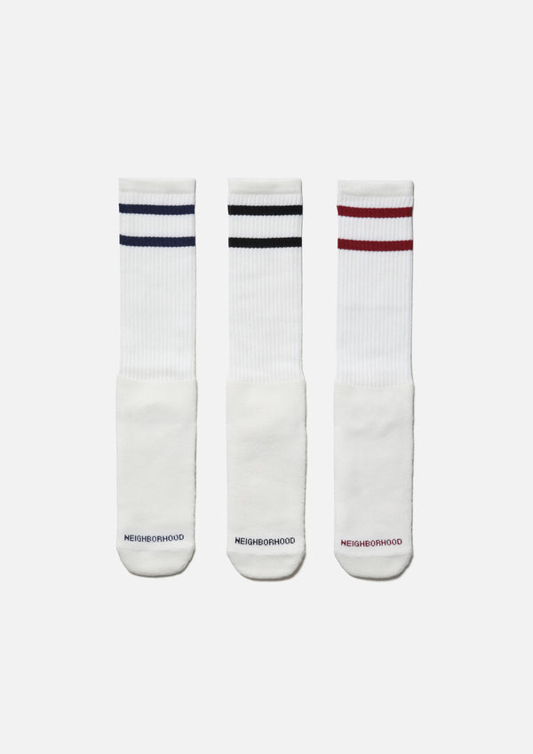 【NEIGHBORHOOD|ネイバーフッド】CLASSIC 3PACK SOCKS/クラッシック3パックソックス(WHITE,GRAY,BLACK)