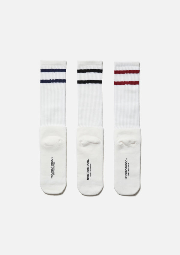 【NEIGHBORHOOD|ネイバーフッド】CLASSIC 3PACK SOCKS/クラッシック3パックソックス(WHITE,GRAY,BLACK)