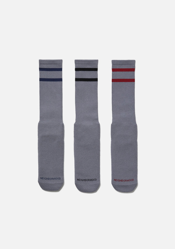 【NEIGHBORHOOD|ネイバーフッド】CLASSIC 3PACK SOCKS/クラッシック3パックソックス(WHITE,GRAY,BLACK)