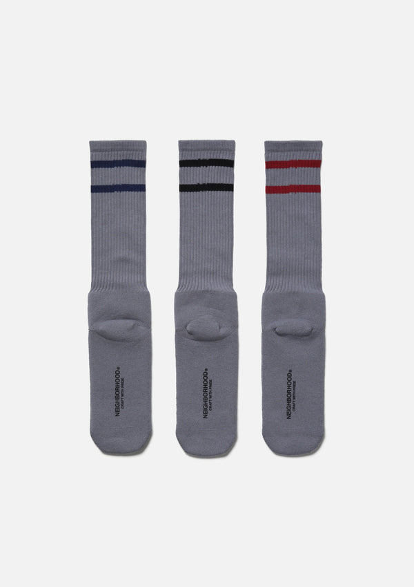 【NEIGHBORHOOD|ネイバーフッド】CLASSIC 3PACK SOCKS/クラッシック3パックソックス(WHITE,GRAY,BLACK)