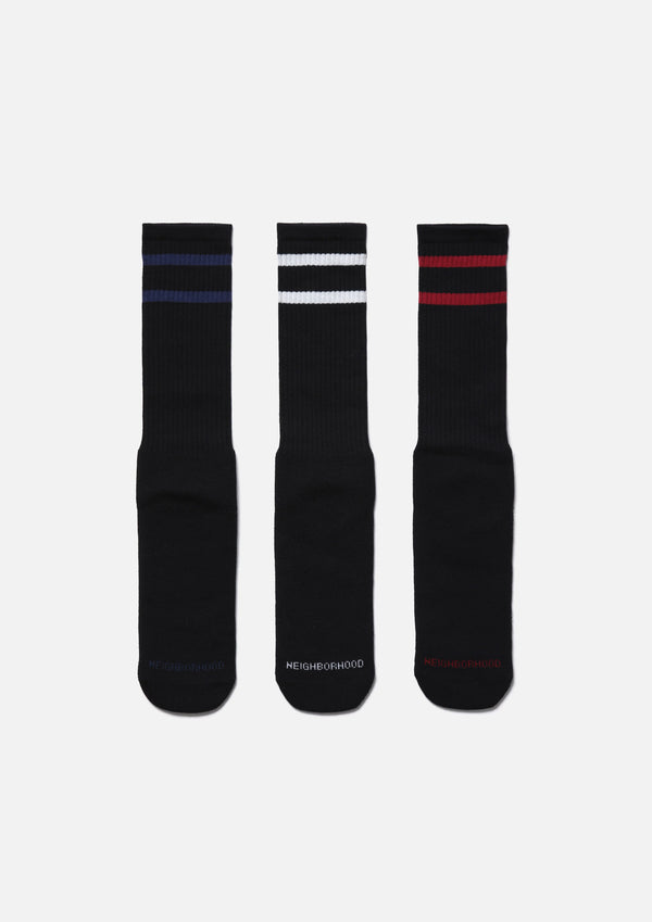 【NEIGHBORHOOD|ネイバーフッド】CLASSIC 3PACK SOCKS/クラッシック3パックソックス(WHITE,GRAY,BLACK)