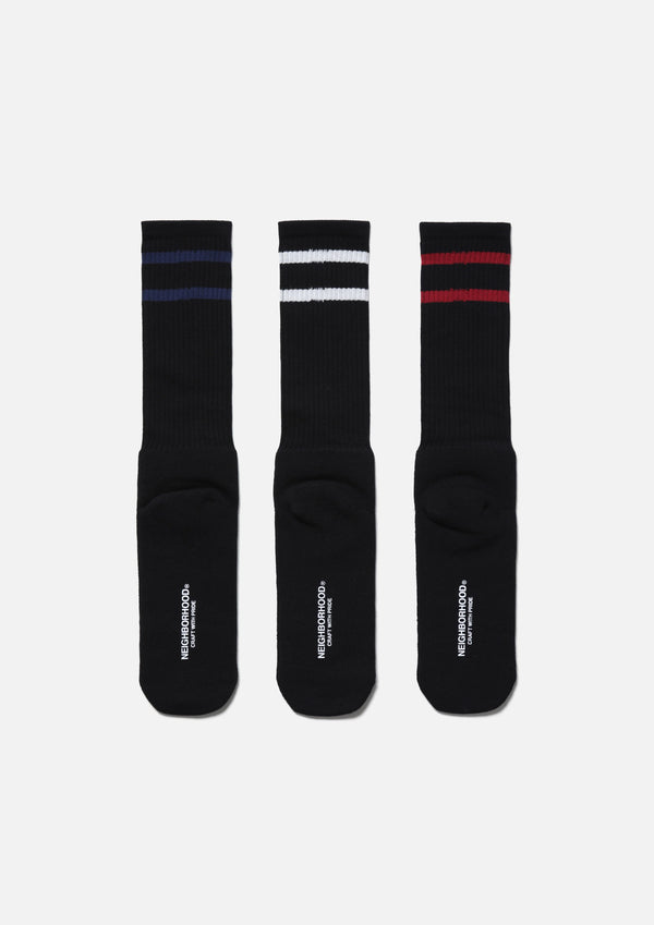 【NEIGHBORHOOD|ネイバーフッド】CLASSIC 3PACK SOCKS/クラッシック3パックソックス(WHITE,GRAY,BLACK)
