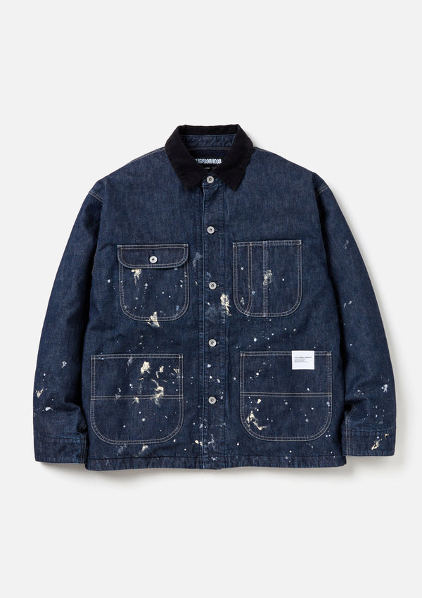 【NEIGHBORHOOD|ネイバーフッド】CORDUROY COLLAR WASHED COVERALL JACKET /コーデュロイ カラー ウォッシュド カバーオール ジャケット(INDIGO)