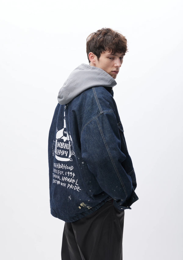 【NEIGHBORHOOD|ネイバーフッド】CORDUROY COLLAR WASHED COVERALL JACKET /コーデュロイ カラー ウォッシュド カバーオール ジャケット(INDIGO)
