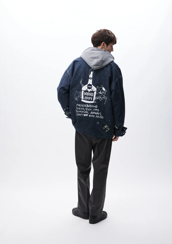 【NEIGHBORHOOD|ネイバーフッド】CORDUROY COLLAR WASHED COVERALL JACKET /コーデュロイ カラー ウォッシュド カバーオール ジャケット(INDIGO)