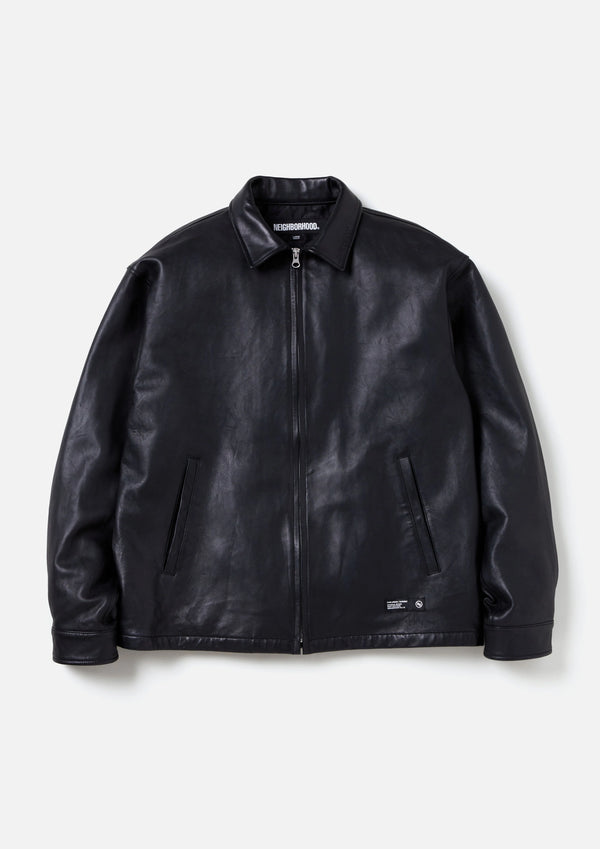 LEATHER ZIP WORK JACKET /レザー ジップ ワーク ジャケット(BLACK)