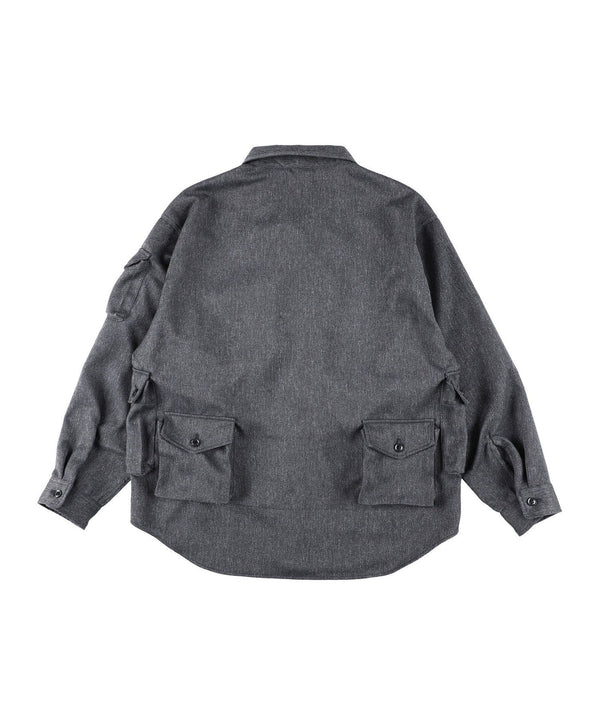 【MODMNT|モドメント】T／TWEED UTILITY CPO SHIRT/T／ツイードユーティリティーCOPシャツ(GRAY,BLACK)