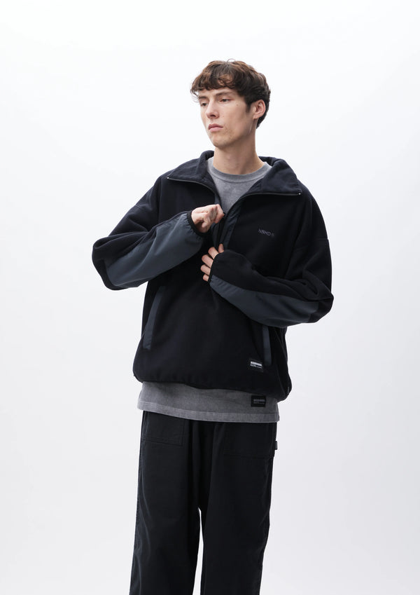 FLEECE HALF ZIP PULLOVER LS |フリース ハーフジップ プルオーバー LS(BLACK)