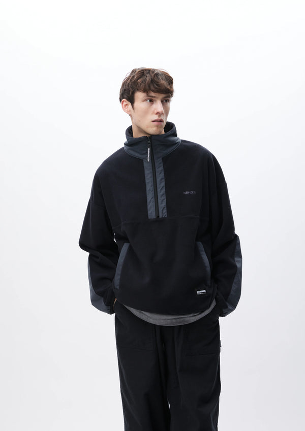 FLEECE HALF ZIP PULLOVER LS |フリース ハーフジップ プルオーバー LS(BLACK)