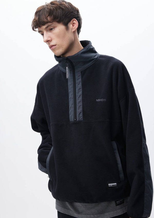 FLEECE HALF ZIP PULLOVER LS |フリース ハーフジップ プルオーバー LS(BLACK)