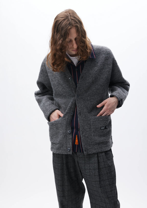 WOOL JERSEY CARDIGAN/ウール ジャージー カーディガン(GRAY)