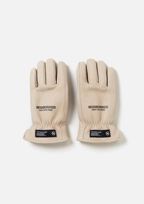 【NEIGHBORHOOD|ネイバーフッド】LEATHER BOA GLOVES /レザー ボア グローブ(BEIGE)