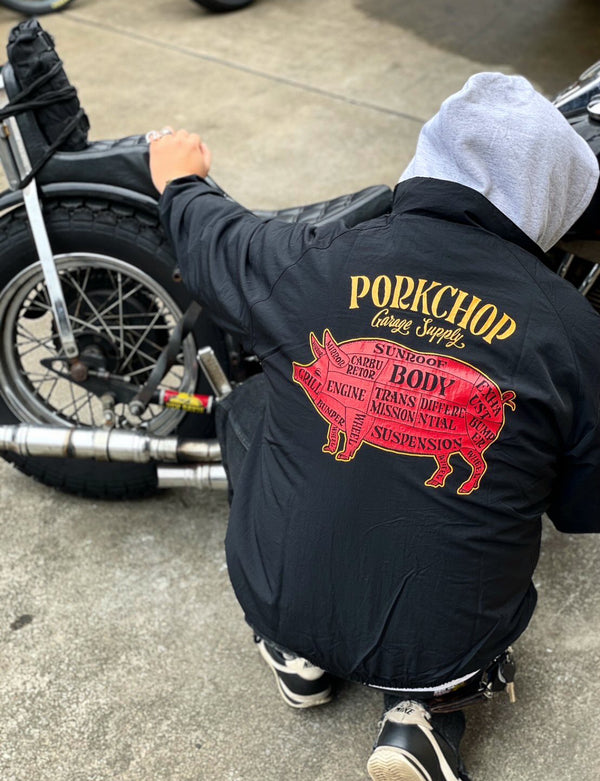 【PORKCHOP GARAGE SUPPLY|ポークチョップ ガレージ サプライ】PORK BACK NYLON JKT/ポークバックナイロンジャケット(BLACK,NAVY,GRAY)