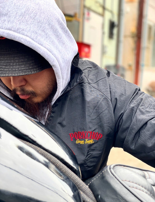 【PORKCHOP GARAGE SUPPLY|ポークチョップ ガレージ サプライ】PORK BACK NYLON JKT/ポークバックナイロンジャケット(BLACK,NAVY,GRAY)