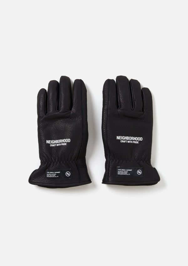 【NEIGHBORHOOD|ネイバーフッド】LEATHER BOA GLOVES /レザー ボア グローブ(BLACK)