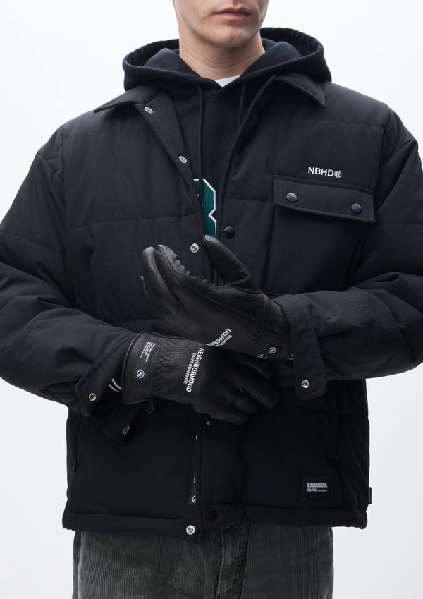 【NEIGHBORHOOD|ネイバーフッド】LEATHER BOA GLOVES /レザー ボア グローブ(BLACK)