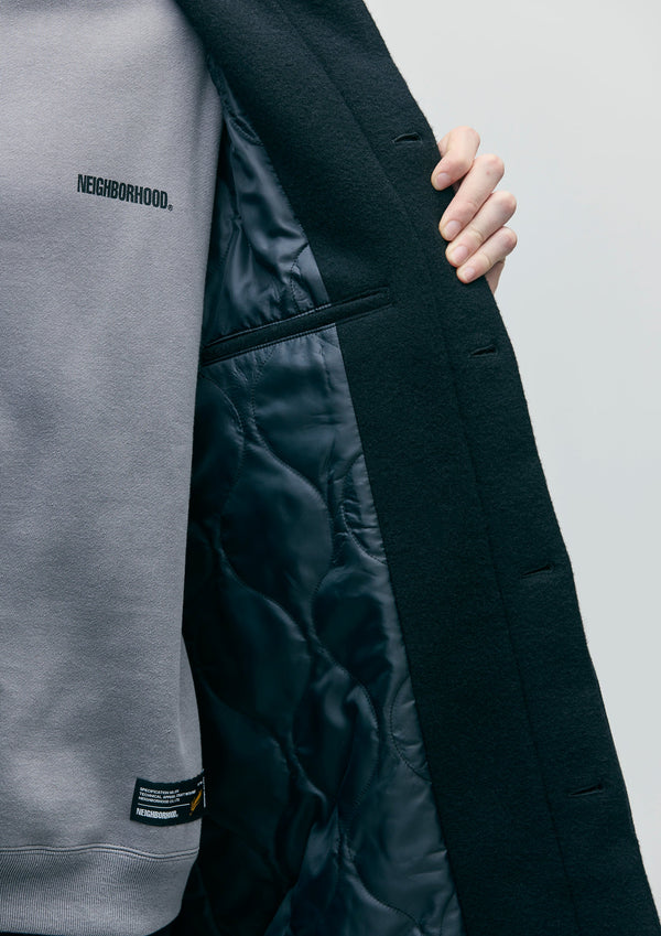 【NEIGHBORHOOD|ネイバーフッド】WOOL COAT MOD/ウールコートモッド(BLACK)