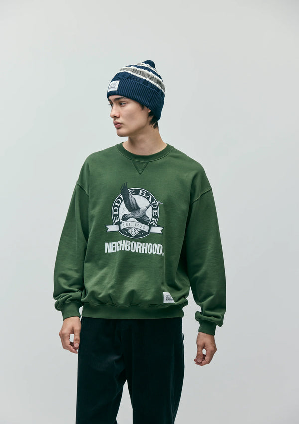 【NEIGHBORHOOD|ネイバーフッド】NH X EDDIE BAUER . WASHED SWEAT SHIRT LS/NH Xエディーバウアー.ウォッシュドスウェットシャツLS(NAVY,GREEN)