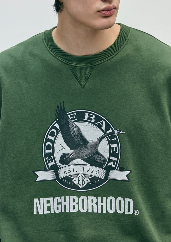 【NEIGHBORHOOD|ネイバーフッド】NH X EDDIE BAUER . WASHED SWEAT SHIRT LS/NH Xエディーバウアー.ウォッシュドスウェットシャツLS(NAVY,GREEN)