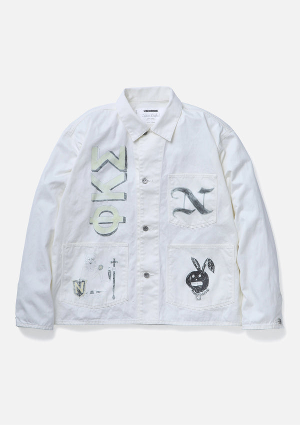【NEIGHBORHOOD|ネイバーフッド】MEMORIAL COVERALL JACKET/メモリアルカバーオールジャケット(WHITE)