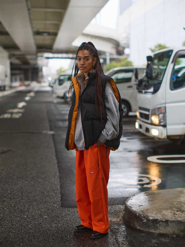 【SEDAN ALL-PURPOSE | セダンオールパーパス】REVERSIBLE DOWN VEST/リバーシブルダウンベスト(BLACK×MANGO)