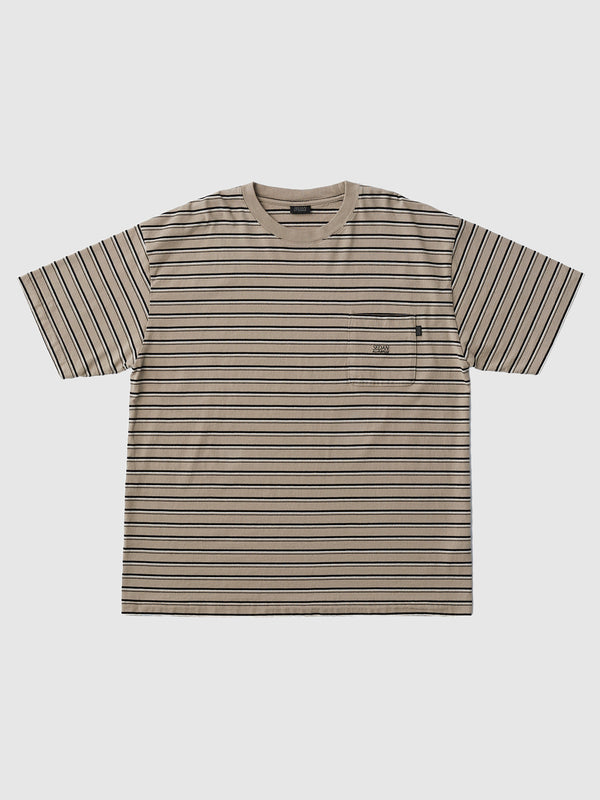 【SEDAN ALL-PURPOSE | セダンオールパーパス】STRIPED S/S POCKET TEE/ストライプS/Sポケットティー(KHAKI/BLACK)