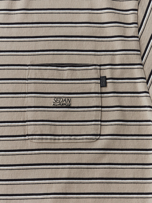【SEDAN ALL-PURPOSE | セダンオールパーパス】STRIPED S/S POCKET TEE/ストライプS/Sポケットティー(KHAKI/BLACK)