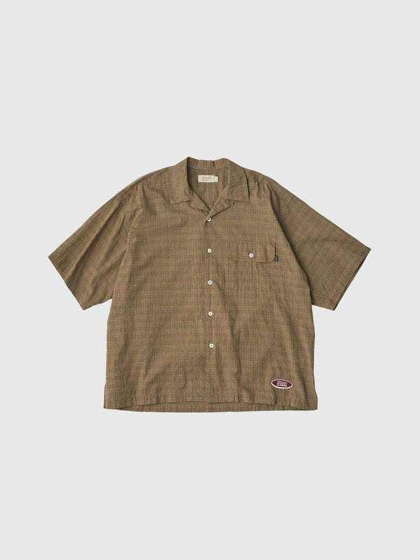 【SEDAN ALL-PURPOSE|セダンオールパーパス】DOBBY PLAID OPEN COLLAR S/S SHIRT/ドビープラッドオープンカラーS/Sシャツ(KHAKI BROWN , BLUE GREY , LIGHT OLIVE)