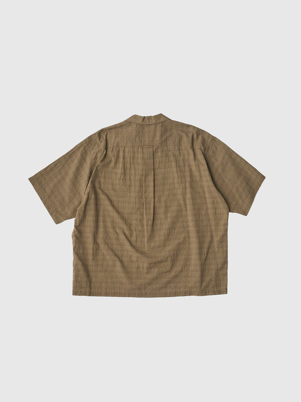 【SEDAN ALL-PURPOSE|セダンオールパーパス】DOBBY PLAID OPEN COLLAR S/S SHIRT/ドビープラッドオープンカラーS/Sシャツ(KHAKI BROWN , BLUE GREY , LIGHT OLIVE)