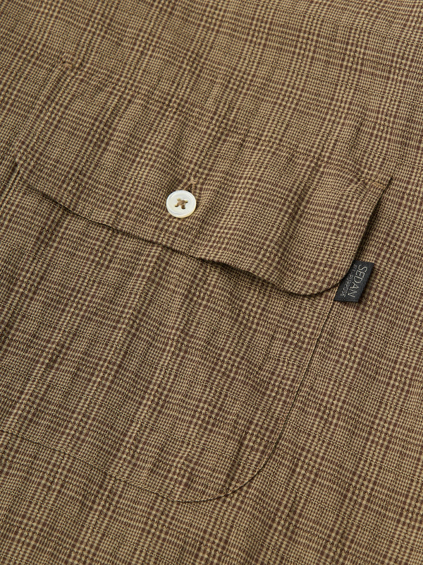 【SEDAN ALL-PURPOSE|セダンオールパーパス】DOBBY PLAID OPEN COLLAR S/S SHIRT/ドビープラッドオープンカラーS/Sシャツ(KHAKI BROWN , BLUE GREY , LIGHT OLIVE)
