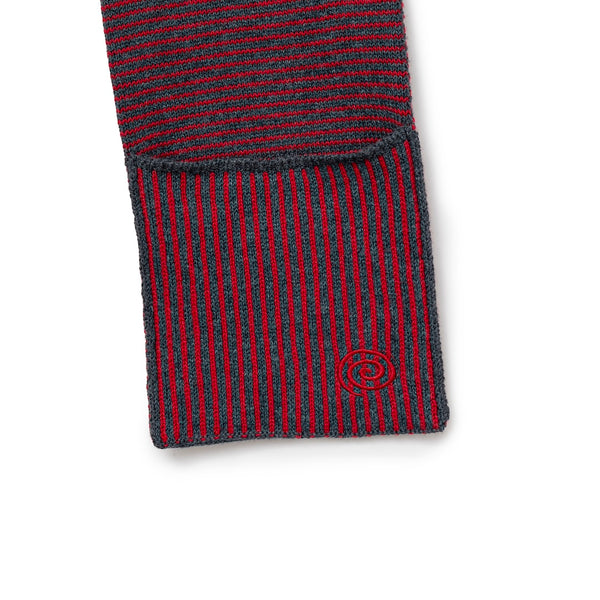【SOL soonerorlater|ソル スーナーオアレイター】KNITTED BORDER SCARF(BLACK&IVORY , BURGUNDY&CHARCOAL) 正規取扱店舗 公式オンライン通販 島根 松江 26AW マフラー GuruGuruロゴ