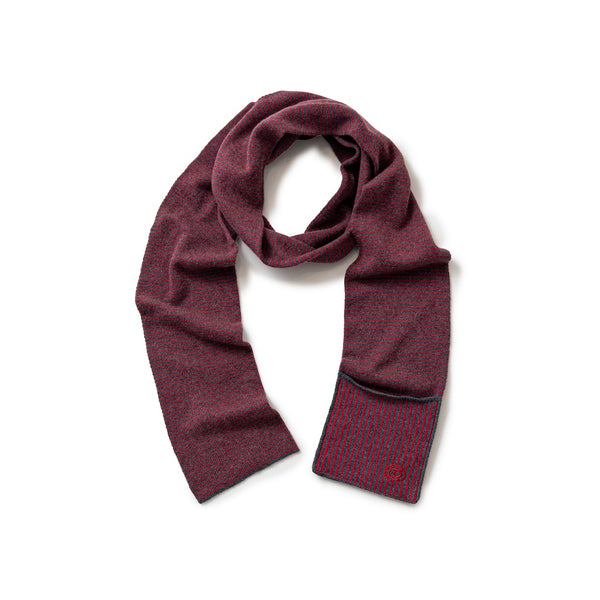 【SOL soonerorlater|ソル スーナーオアレイター】KNITTED BORDER SCARF(BLACK&IVORY , BURGUNDY&CHARCOAL) 正規取扱店舗 公式オンライン通販 島根 松江 26AW マフラー GuruGuruロゴ