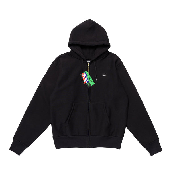 【LQQK STUDIO | ルックスタジオ】SIGNATURE FLEECE ZIP HOODIE/シグネイチャーフリースジップフーディー(BLACK)