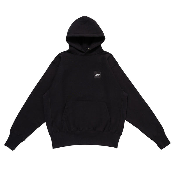 【LQQK STUDIO | ルックスタジオ】SIGNATURE SNAP FLEECE HOODIE/シグネイチャー スナップ フリースフーディー(BLACK)