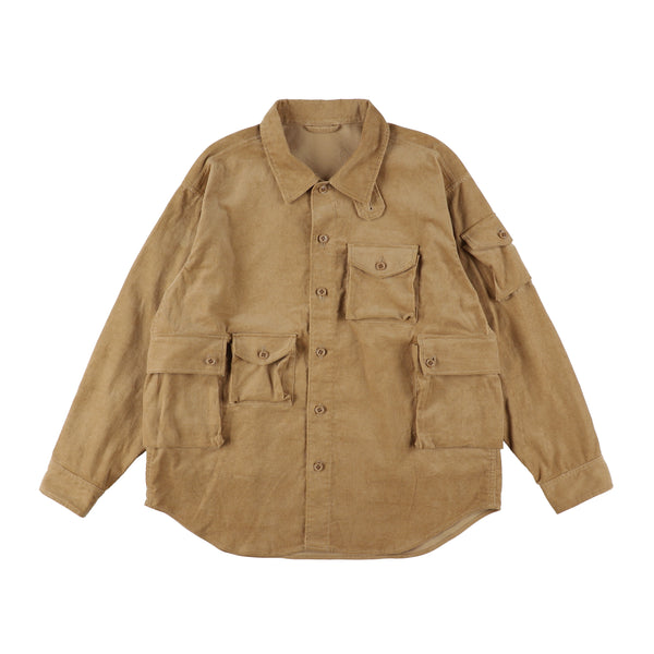 【MODMNT|モドメント】CORDUROY UTILITY CPO SHIRT/コーデュロイユーティリティCPOシャツ (BEIGE)