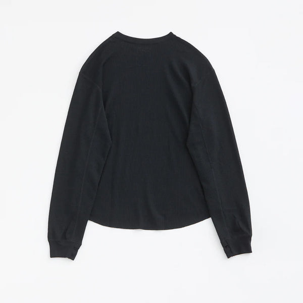 MERINO WAFFLE LONG T-SHIRT/メリノワッフル ロングTシャツ(BLACK)